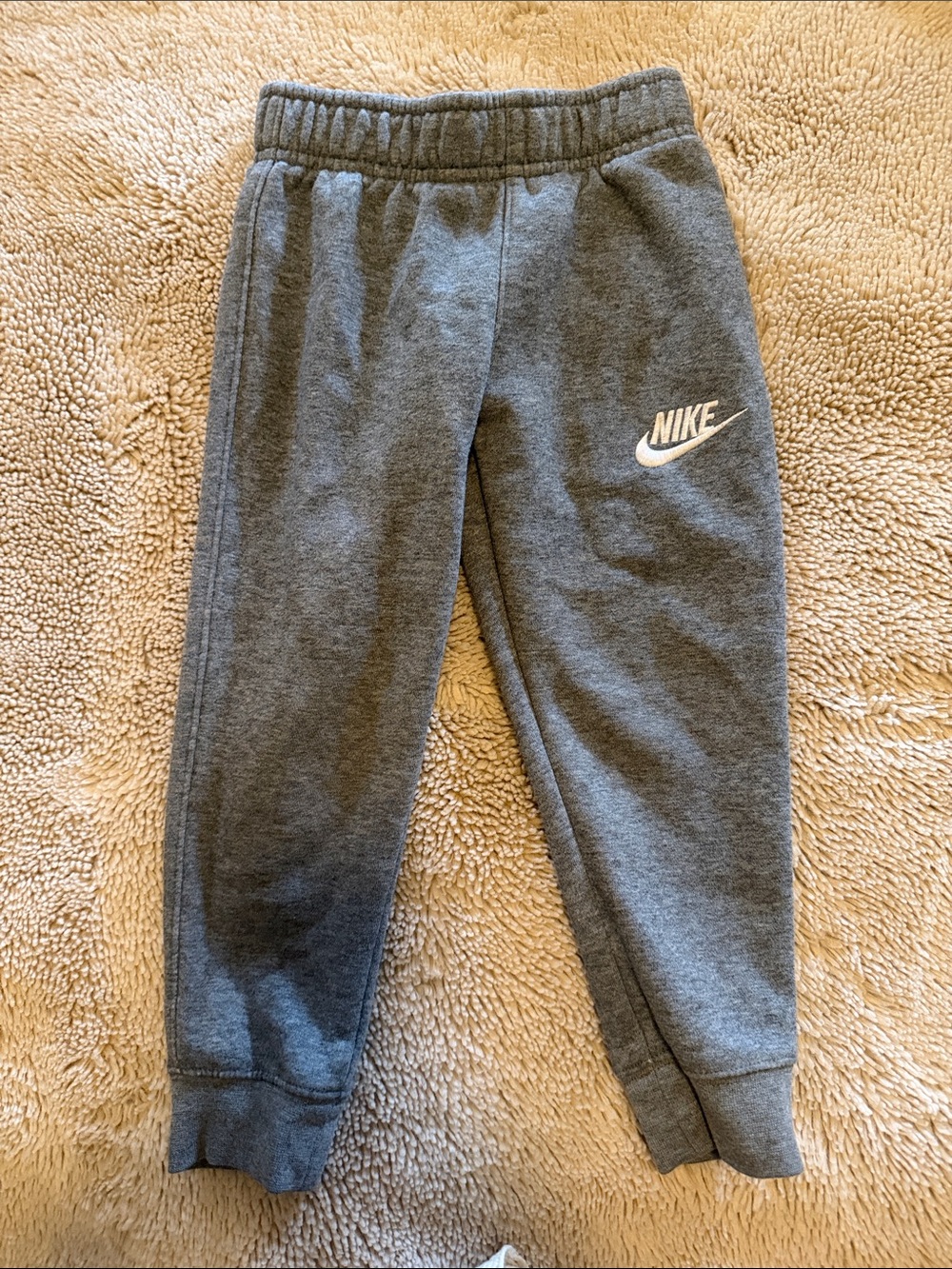 Nike Kids Gray Sweat Joggers with White Swoosh